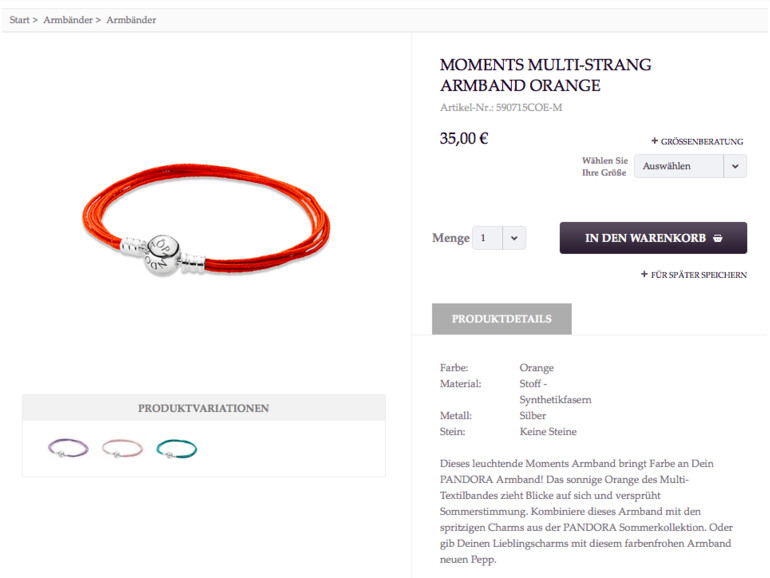 Armbänder von Pandora lassen sich ab 35 Euro, jedoch auch bis knapp 800 Euro erwerben