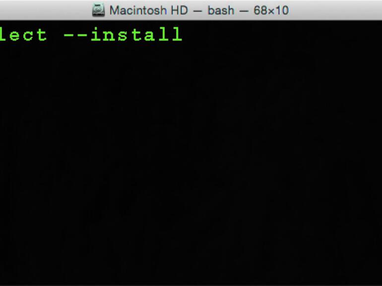 Der Befehl zum Installieren der Xcode Command Line Developer Tools.