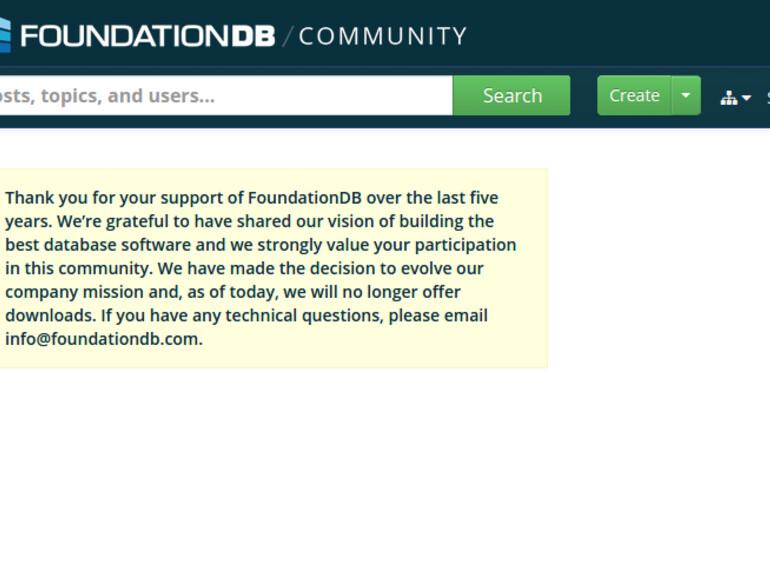 Auf der Webseite von FoundationDB schreibt das Unternehmen, dass es vorerst keine Downloads seiner Software mehr anbietet