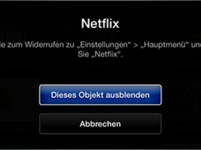 Einzelne Kanäle lassen sich auch direkt im Hauptmenü ausblenden.
