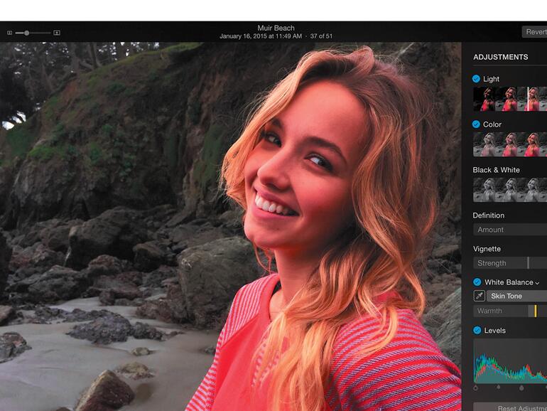 Die neue Fotos-App bringt einfache Bildbearbeitungsfunktionen mit.