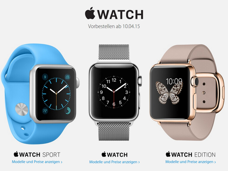 Potenzielle Käufer einer Apple Watch können ihre Uhr ab dem 10. April online reservieren