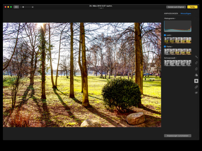 Umfangreicher und deutlich eleganter als bisher sind die Funktionen zum Bearbeiten von Bildern.