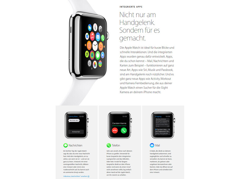 Auf der Webseite erhält der Nutzer einen ersten guten Überblick, wozu er die Smartwatch nutzen kann