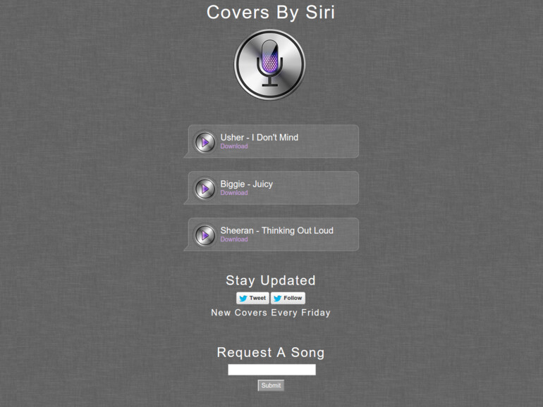 Alle drei Lieder werden von der weiblichen, englischen Stimme Siris gesungen