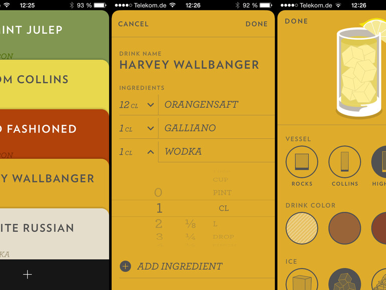 Cocktail-Rezepte verwalten: Highball