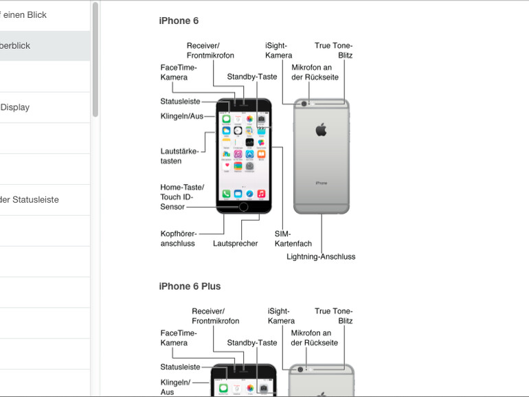 Handbuch für iOS 8.3 nur online einsehbar