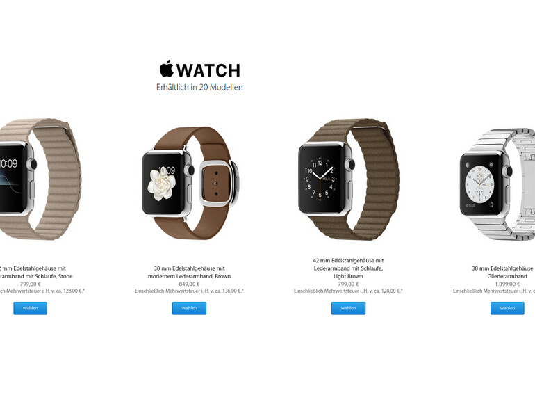 Der Kunde hat beim Kauf der Apple Watch die Qual der Wahl