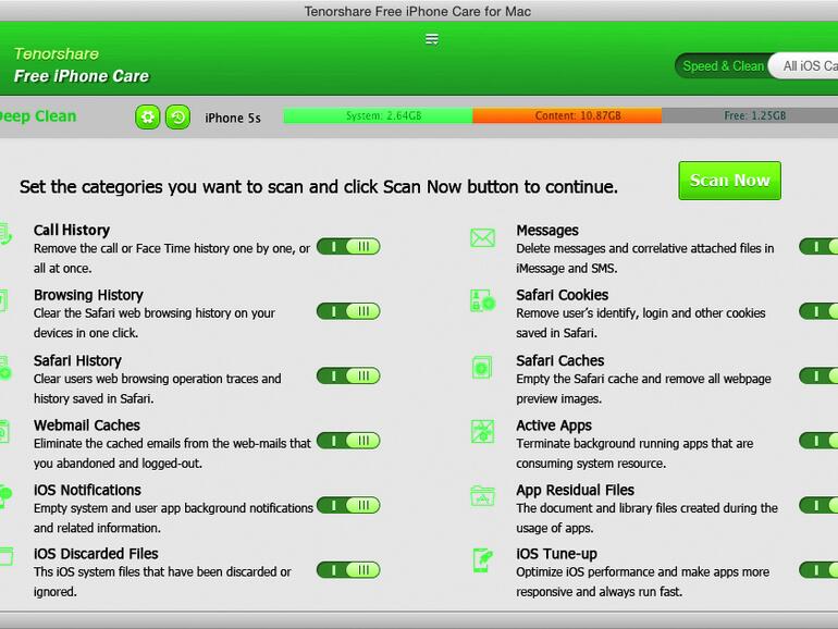 Die Option „Deep Clean“ erlaubt zusätzlich, iOS- und Browserdaten zu löschen.