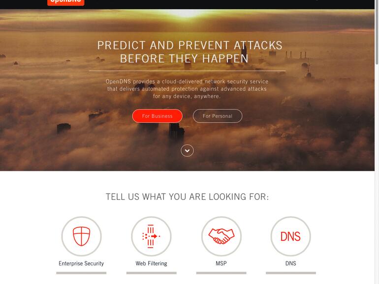 Oben Klicken Sie hier auf „For Personal“, um zum kostenlosen Angebot von Open DNS zu gelangen.