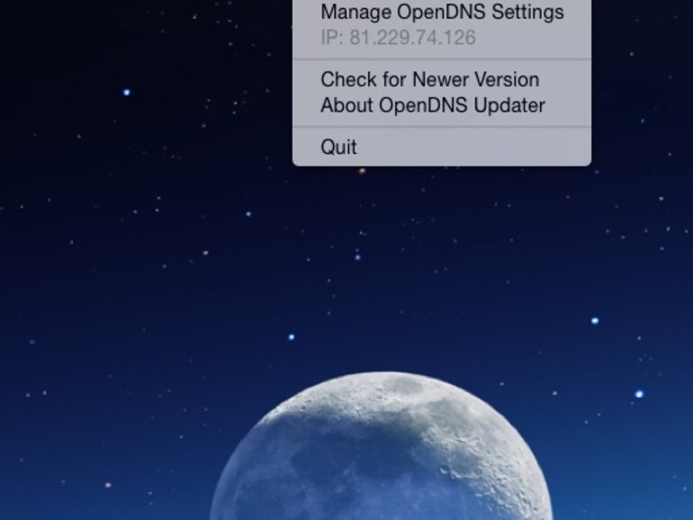 Rechts Auf den Open DNS Updater haben Sie über ein Menüleistensymbol jederzeit Zugriff.