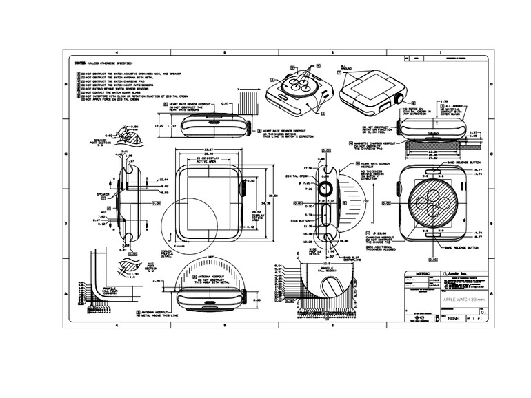 Apple gibt in dem veröffentlichten Dokument nicht nur Spezifikationen an, die zur Herstellungen eines passgenauen Apple Watch-Armbands notwendig ist