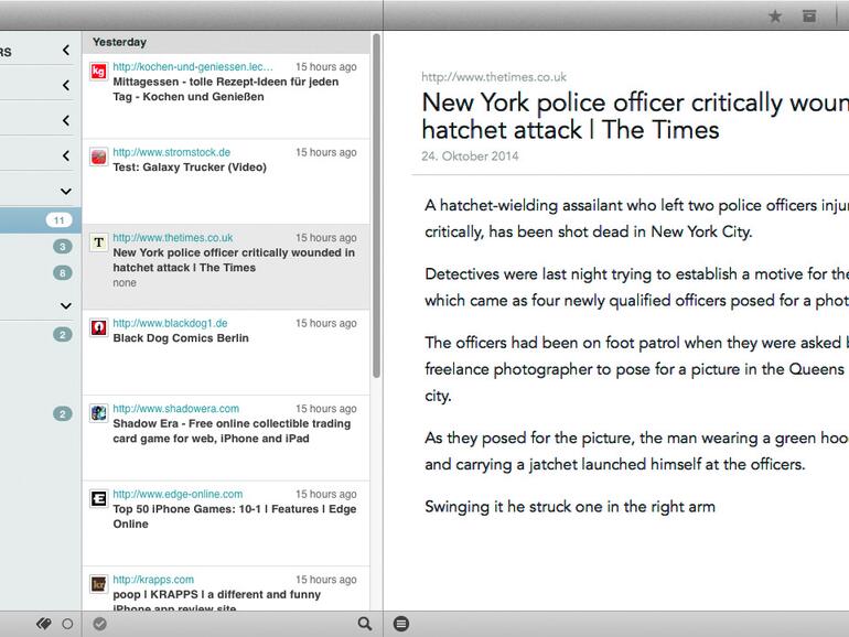 Oben ReadKit versteht sich auf Lesezeichendienste, Später-Lesen-Dienste und RSS-Feeds und bietet Möglichkeiten, alles miteinander zu verzahnen.