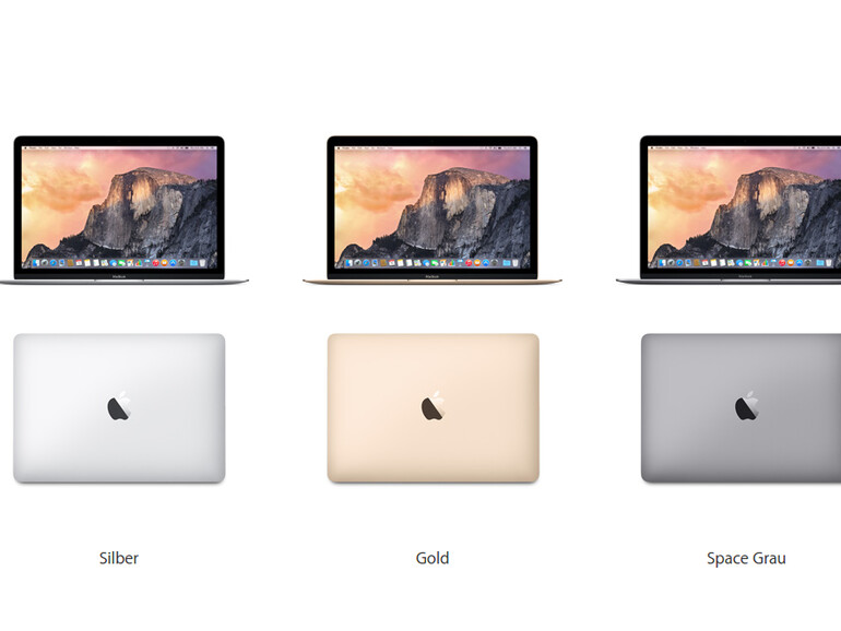 Der Nutzer hat beim Kauf eine Auswahl bei der Farbe des MacBooks