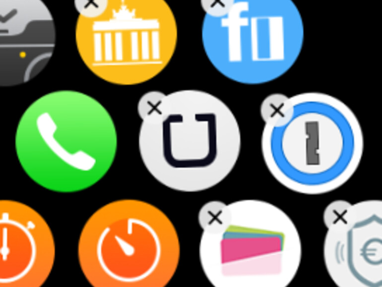 Apps löschen über Kreuz