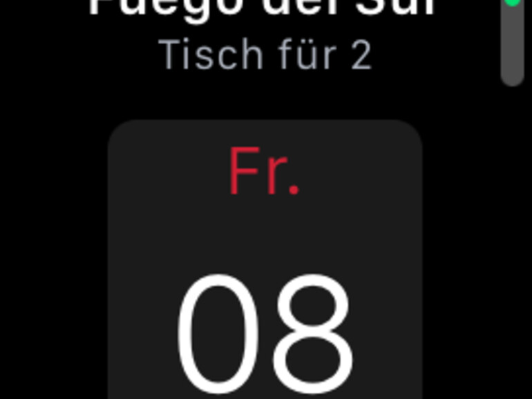Mit OpenTable können Reservierungen auf der Watch eingesehen und storniert werden.