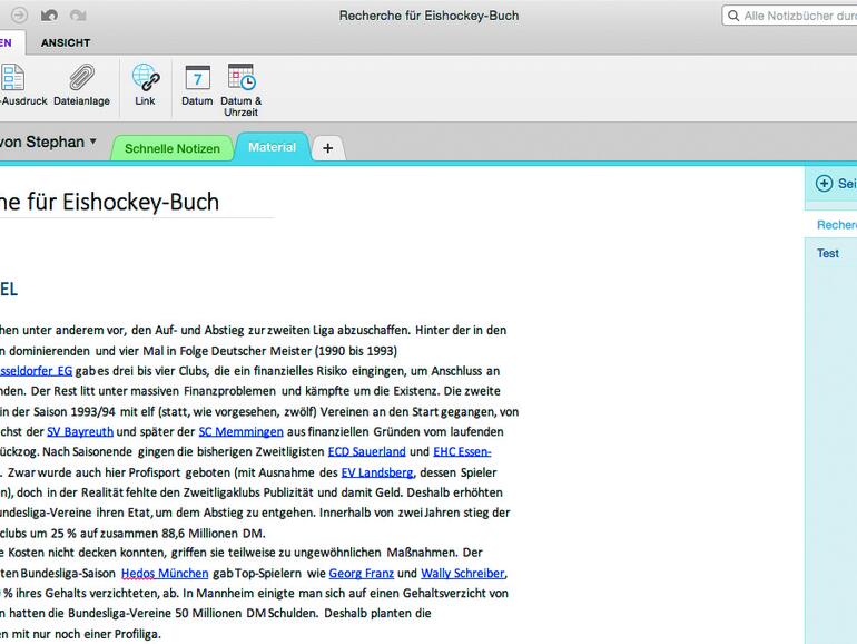 Sie können Abschnitte (die mehrere Seiten umfassen dürfen) mit einem Passwort schützen. So bleibt der Inhalt auch dann verborgen, wenn Sie das Notizbuch teilen.