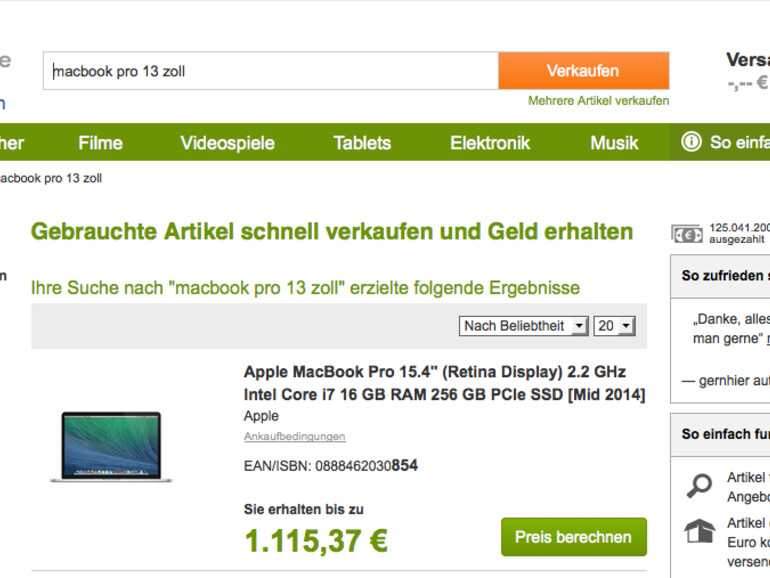 ... oder im Auswahlmenü erfahren