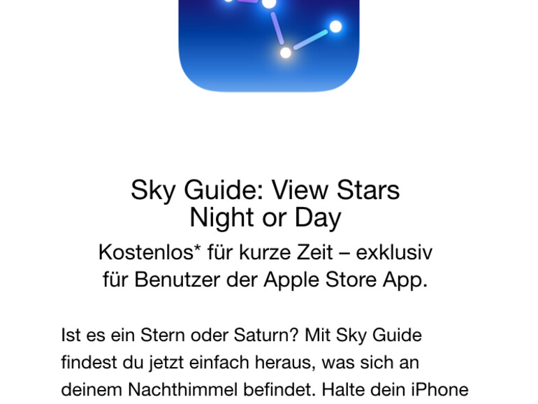 Sky Guide können Sie bis 30. Juni kostenlos herunterladen