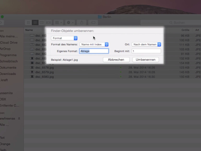 Der Finder ermöglicht dem Nutzer viele Funktionen