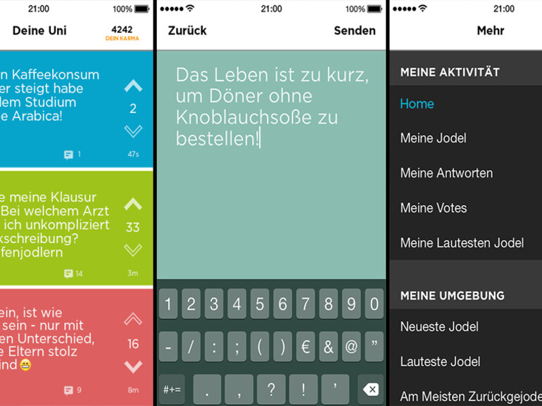 Anonyme Nachrichten in der Nähe: Jodel