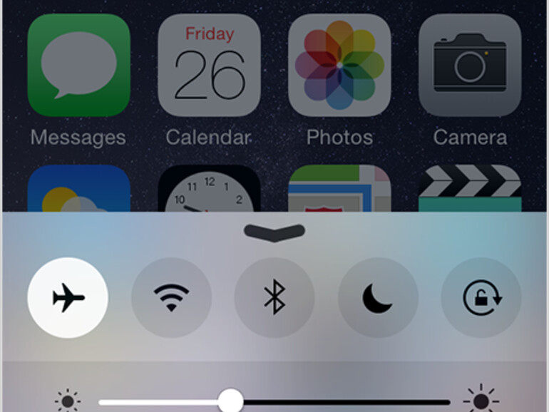 Flugmodus in iOS 8 im Kontrollzentrum