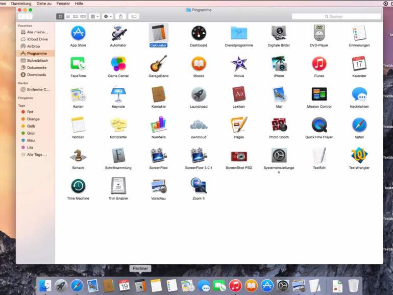 Sie können jedes beliebige Programm im Dock von OS X Yosemite ablegen