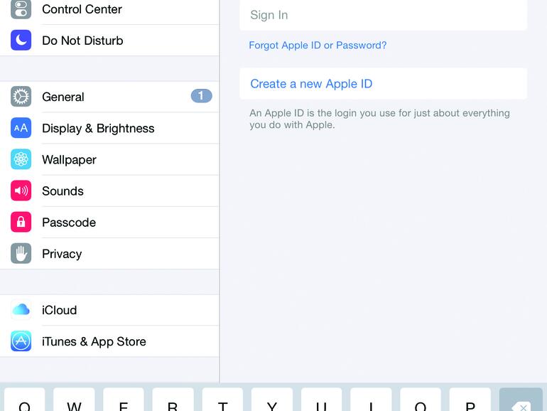 Anmeldung über die iCloud