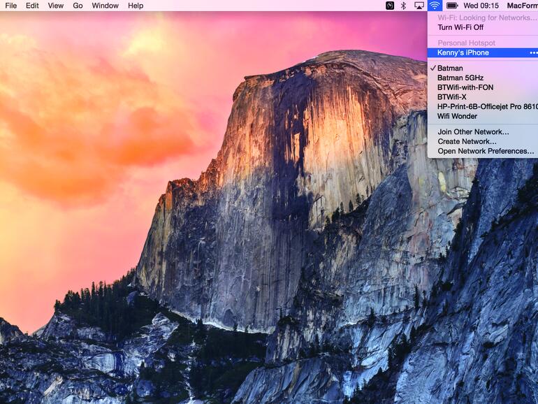 Hotspot auf dem Mac auswählen