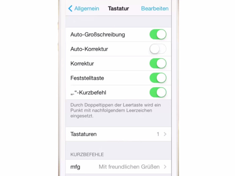 Die Autokorrektur lässt sich abschalten