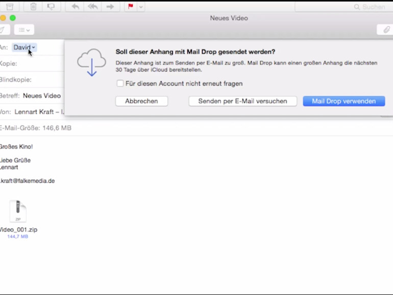 Mail Drop erlaubt das Verschicken großer Anhänge via iCloud