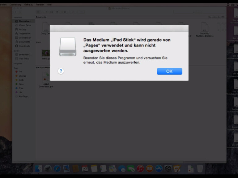Sie sollten externe Speichermedien vor dem Absetcken immer auswerfen