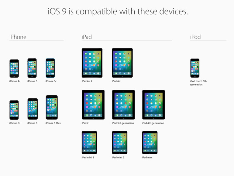 Trotz Verschwinden von den offiziellen Seiten wird das iPad mini (1. Generation) noch ein Update auf iOS 9 erhalten