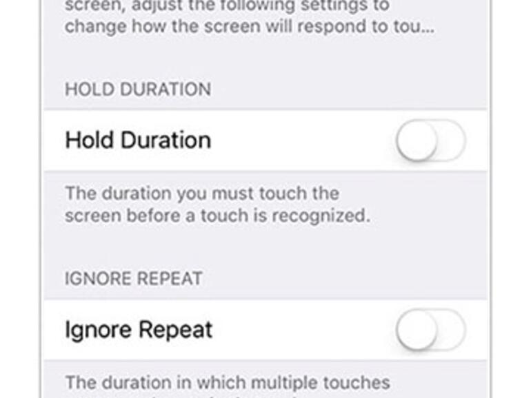 Touchscreen Berührungsempfindlichkeit