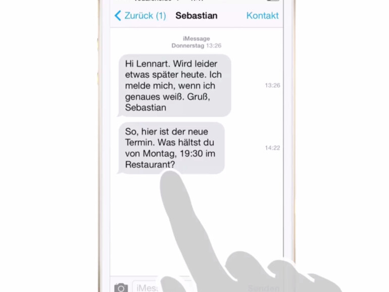 Die Nachrichten-App zeigt ihnen den Zeitstempel einer Nachricht an