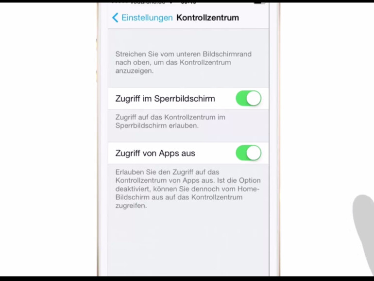 Die globale Wischgeste für das Kontrollzentrum lässt sich deaktivieren