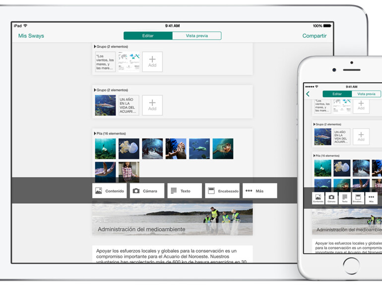 Sway auf dem iPad und iPhone