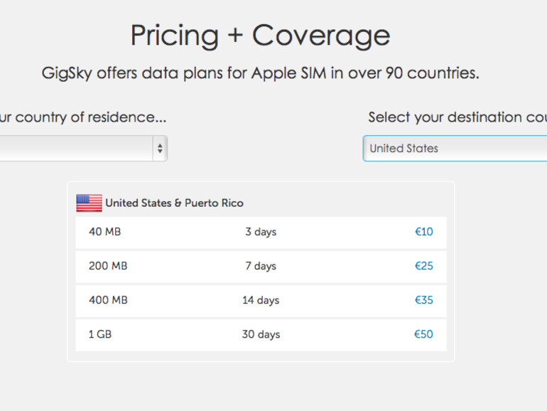 GigSky bietet die ersten Tarif an