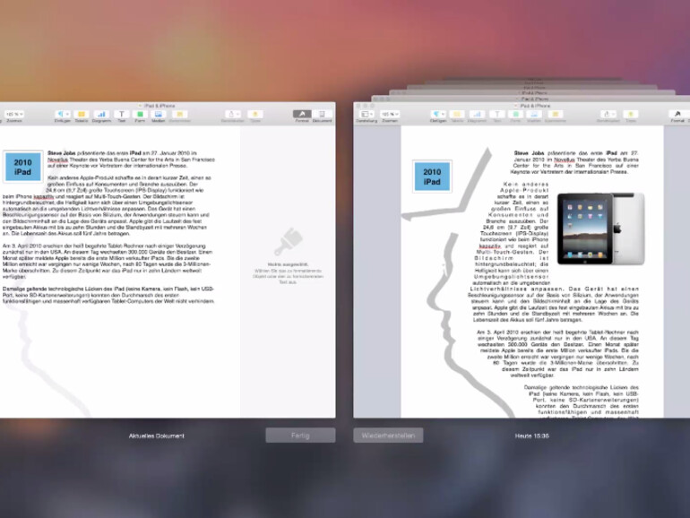 Alte Dokument-Versionen lassen sich ganz einfach wieder herstellen