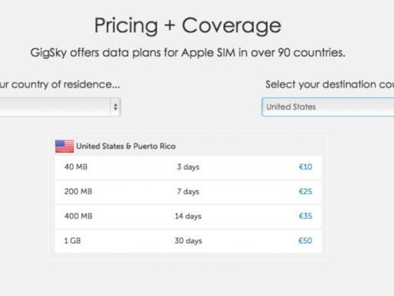 GigSky bietet die ersten Tarif an