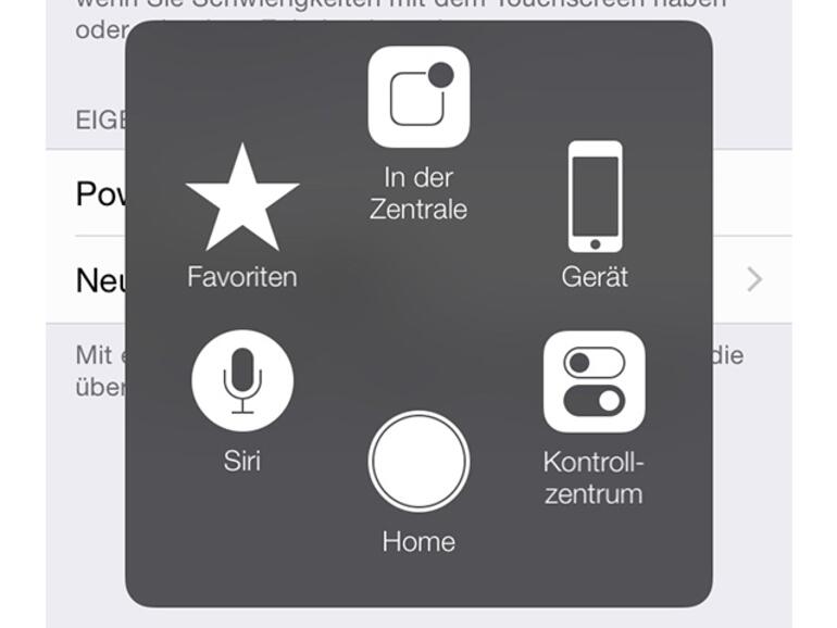 Assistive Touch bietet schnellen Zugriff auf viele Funktionen