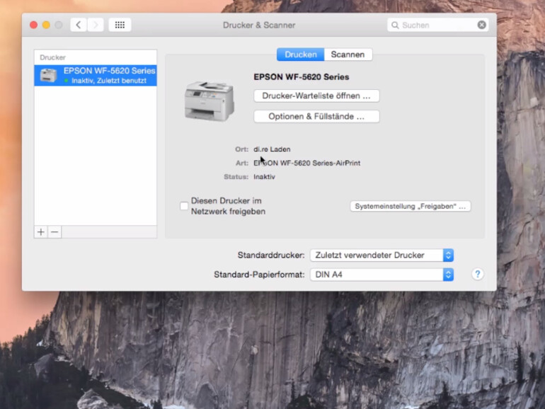 Das Einrichten eines Druckers ist unter OS X 10.10. Yosemite sehr einfach