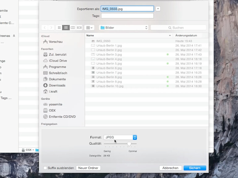 Mehrere Bilder auf einmal in das gewünschte Datei-Format umwandeln - die Vorschau-App macht's möglich