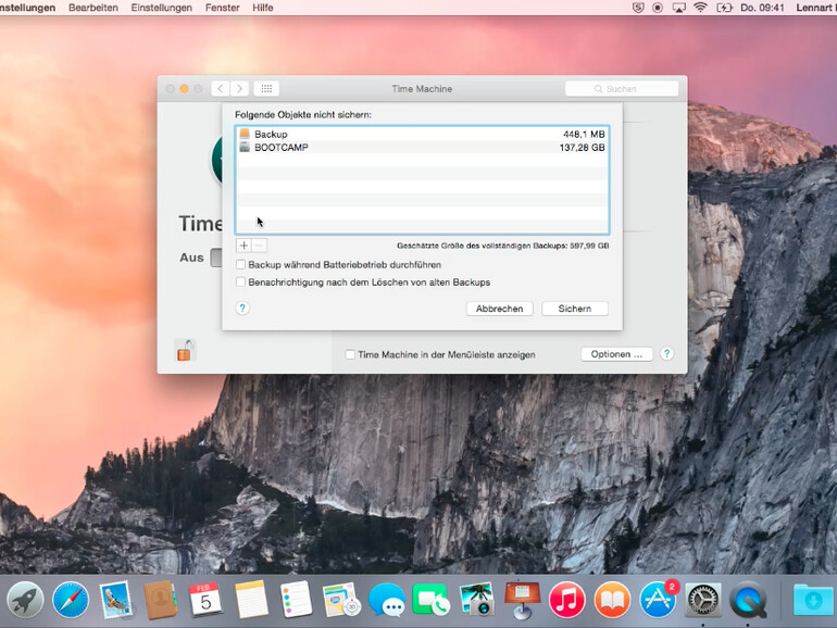 Daten von Time Machine ausschließen spart Platz auf der Sicherungsfestplatte