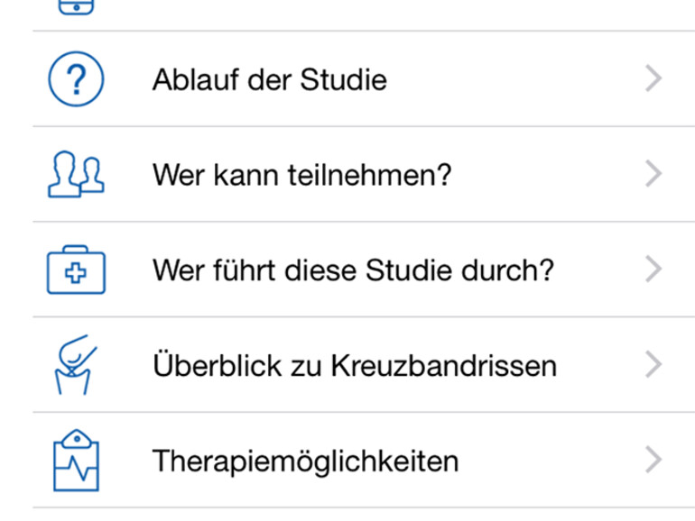 Für ausreichend Informationsmaterial zu Kreuzbandrissen und der Studie ist ebenfalls gesorgt.