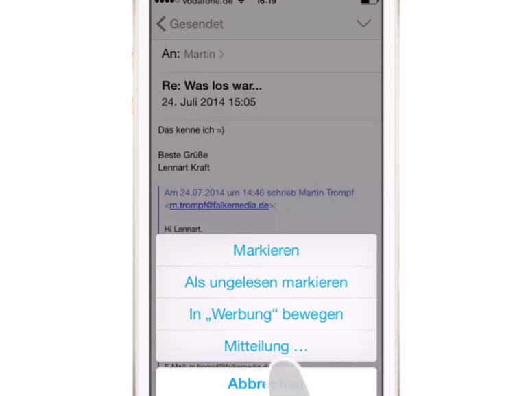 iOS 8 kann Ihnen beim Eingang einer wichtigen E-Mail eine besondere Benachrichtigung senden