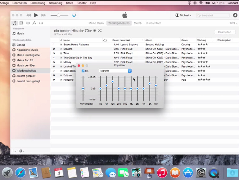 OS X 10.10 Yosemite Klangeinstellungen im iTunesEqualizer ändern so