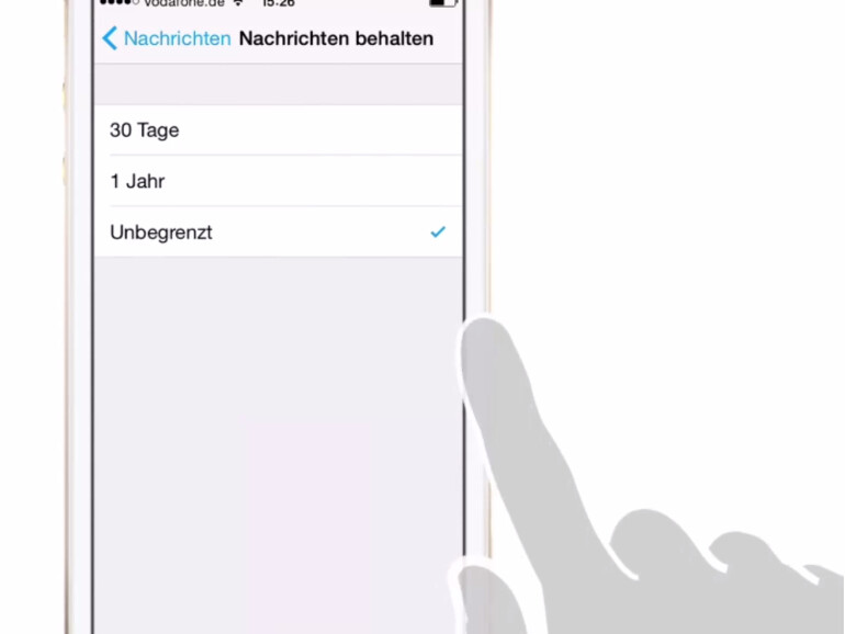 Sie können in iOS 8 einen Zeitraum für die Speicherung Ihrer Nachrichten festlegen