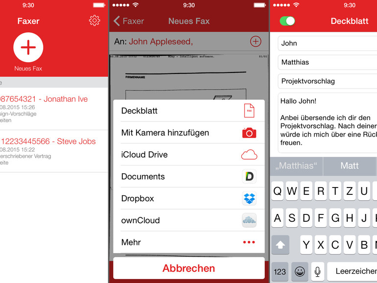 Faxe bequem vom iOS-Gerät versenden mit dem Faxer für iOS