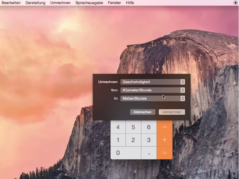 Der Taschenrechner von OS X kann auch EInheiten umrechnen